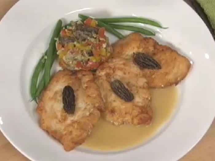 Chicken Scaloppine with Leeks and Morels Sauce
