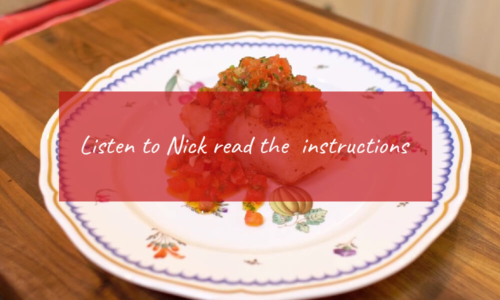 Pan fried cod with tomato reading